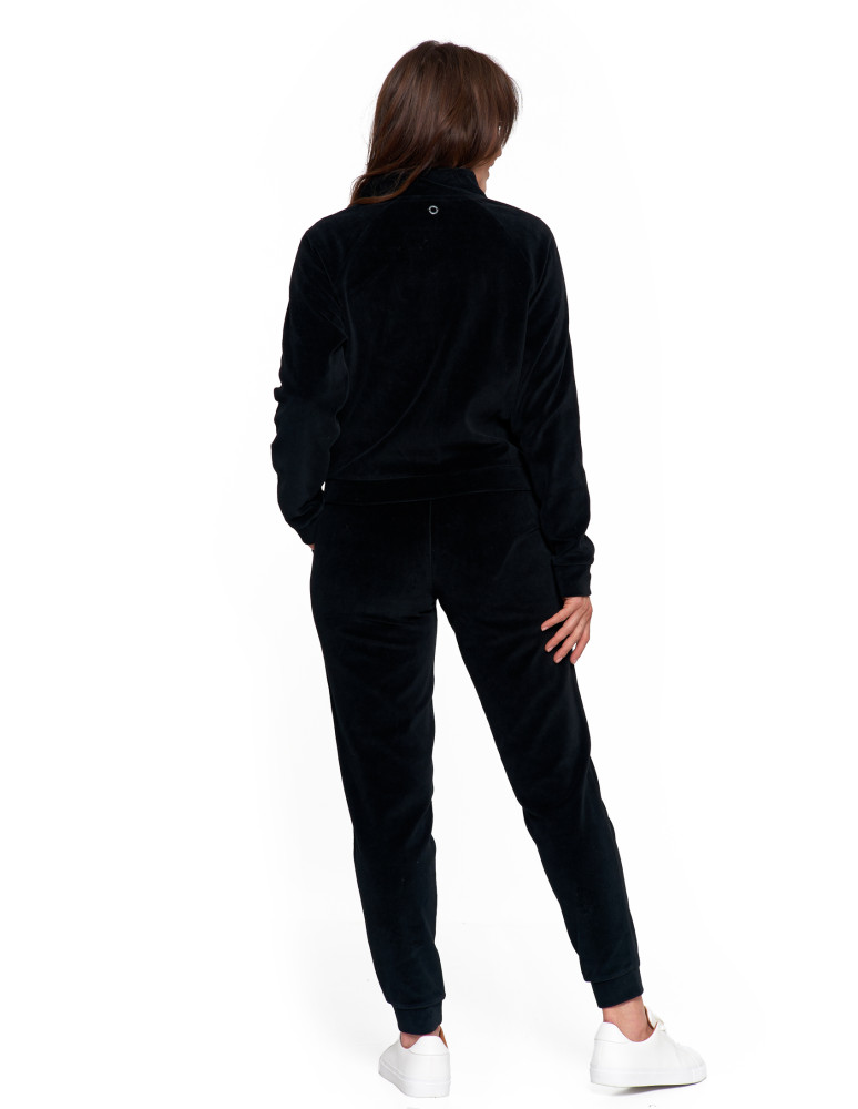 Bluzy - Bluza damska welurowa na zamek z bawełny CZARNY - produkt moraj.pl 12