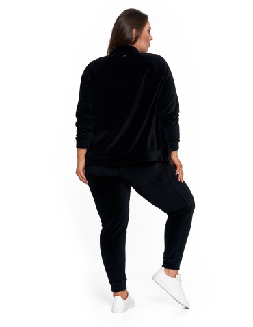 Bluzy - Bluza damska welurowa na zamek z bawełny CZARNY - produkt 17