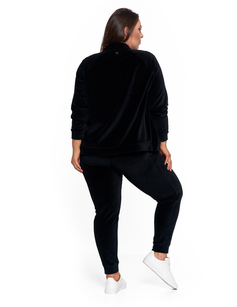 Bluzy - Bluza damska welurowa na zamek z bawełny CZARNY - produkt moraj.pl 17