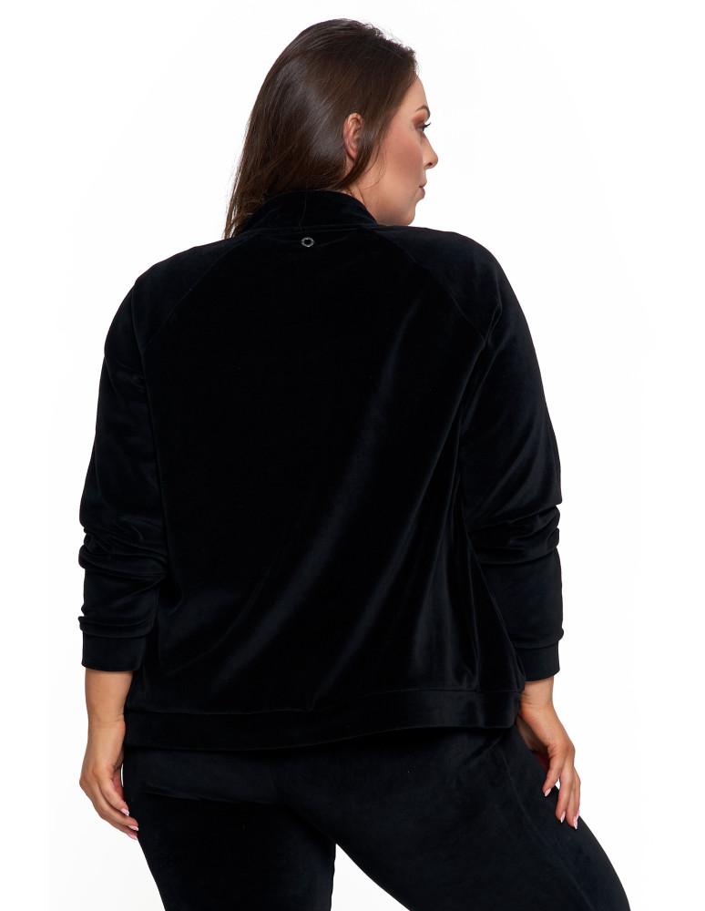 Bluzy - Bluza damska welurowa na zamek z bawełny CZARNY - produkt moraj.pl 20