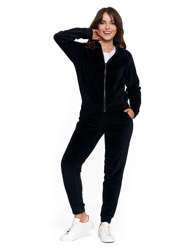 Bluzy - Bluza damska welurowa na zamek z bawełny CZARNY - produkt moraj.pl 9