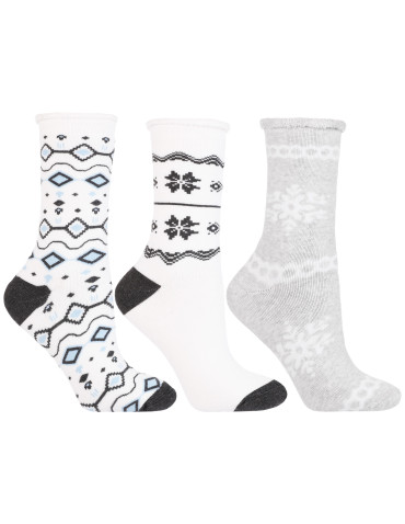 Skarpety damskie długie frotte norweskie wzory 3-pak