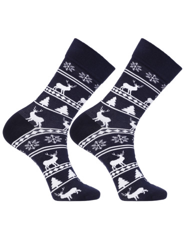 Bokserki dopasowane - Zestaw świąteczny męski bokserki i skarpetki z reniferem GRANATOWY - produkt 6