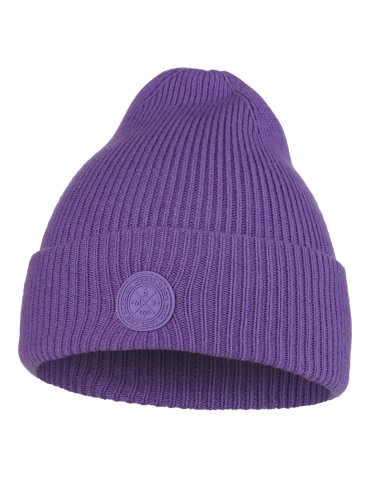 Czapki - Czapka damska zimowa beanie w prążek FIOLETOWY - produkt 1