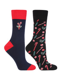 Skarpetki damskie długie świąteczne wzory cukrowe laski 2-pak