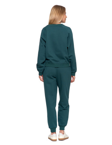 Bluzy - Bluza damska dresowa z haftem ocieplana ZIELONY - produkt 10