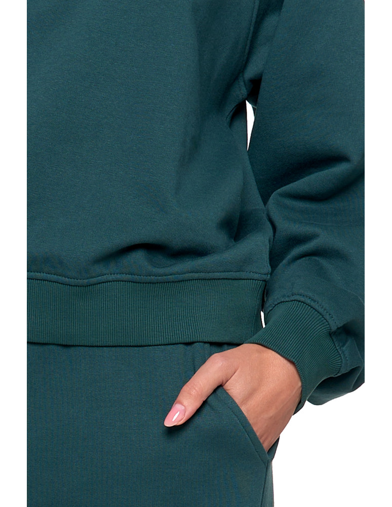 Bluzy - Bluza damska dresowa z haftem ocieplana ZIELONY - produkt moraj.pl 3