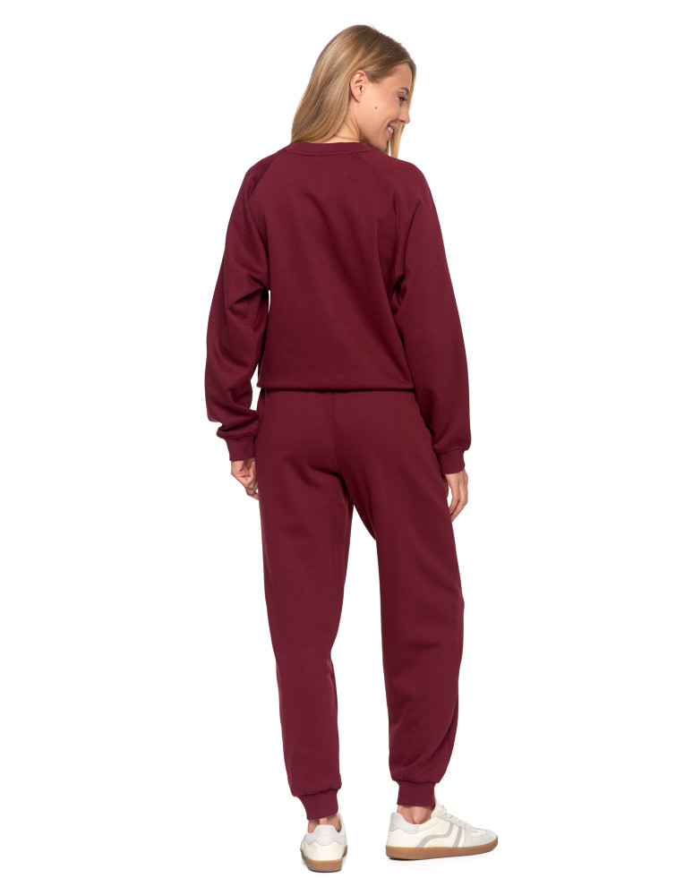Bluzy - Bluza damska dresowa z haftem ocieplana BORDOWY - produkt moraj.pl 11