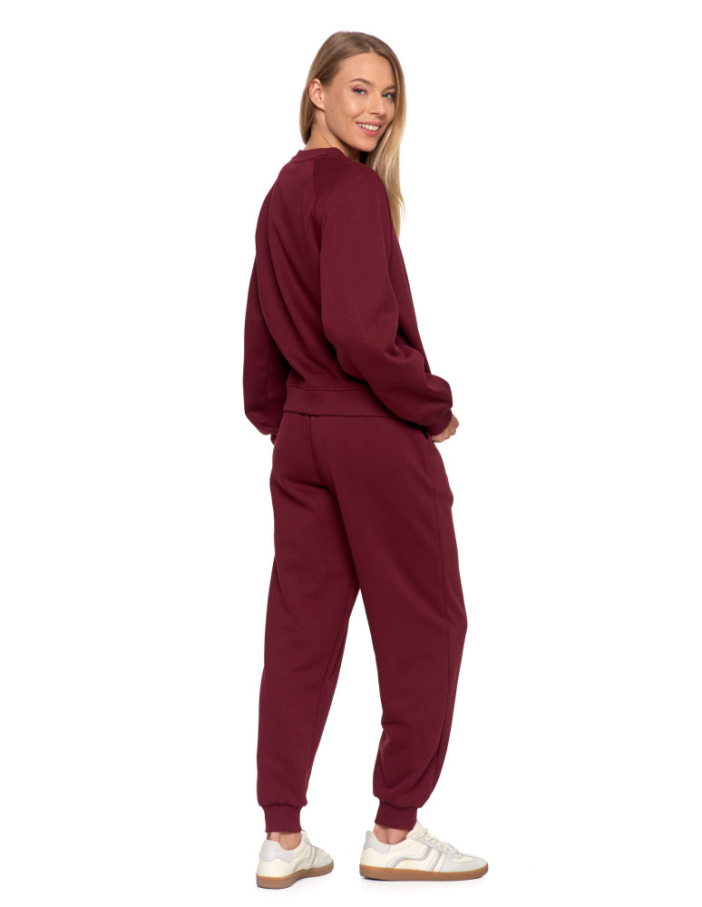 Bluzy - Bluza damska dresowa z haftem ocieplana BORDOWY - produkt moraj.pl 13