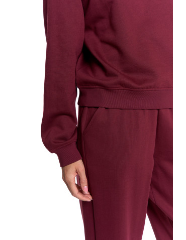 Bluzy - Bluza damska dresowa z haftem ocieplana BORDOWY - produkt 4
