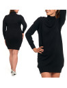 Sukienka damska swetrowa z golfem CZARNY