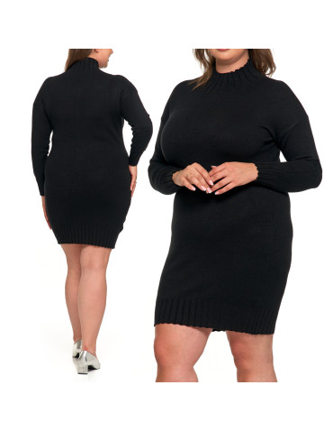 SUKIENKI - Sukienka damska swetrowa z golfem CZARNY - produkt 9