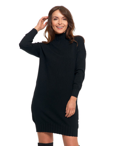 SUKIENKI - Sukienka damska swetrowa z golfem CZARNY - produkt 2