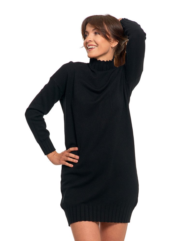 SUKIENKI - Sukienka damska swetrowa z golfem CZARNY  - produkt moraj.pl 1