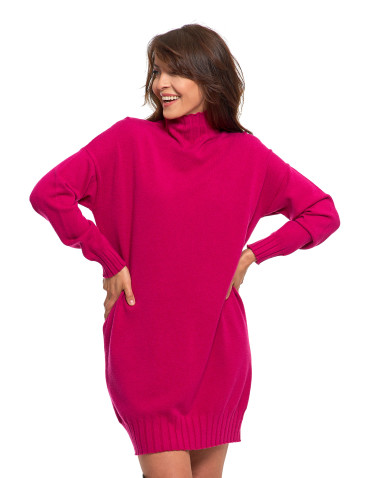 SUKIENKI - Sukienka damska swetrowa z golfem FUKSJA - produkt 5