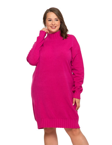 SUKIENKI - Sukienka damska swetrowa z golfem FUKSJA - produkt 8