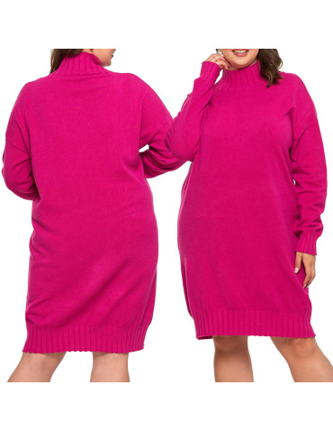 SUKIENKI - Sukienka damska swetrowa z golfem FUKSJA - produkt 9