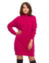 Sukienka damska swetrowa z golfem FUKSJA