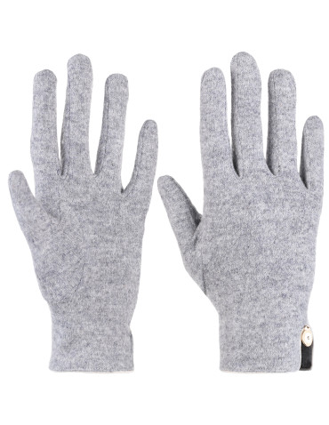 Rękawiczki - Rękawiczki damskie wełniane z eleganckim wykończeniem SZARY - produkt 1