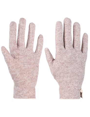 Rękawiczki - Rękawiczki damskie wełniane z eleganckim wykończeniem BEŻOWY - produkt 1