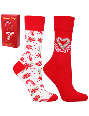 Damskie skarpetki świąteczne wzory w pudełku 2-pak