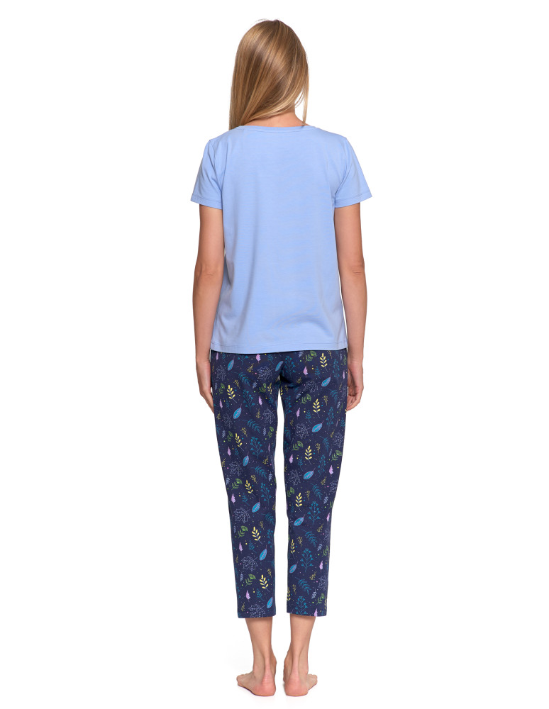 Piżamy - Piżama damska z krótkim rękawem i wzorzystymi spodniami NIEBIESKI  - produkt moraj.pl 5