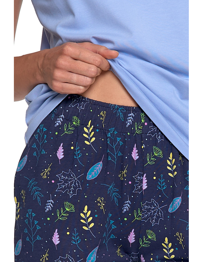 Piżamy - Piżama damska z krótkim rękawem i wzorzystymi spodniami NIEBIESKI  - produkt moraj.pl 4