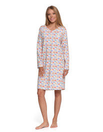 Koszula nocna damska bawełniana z długim rękawem i dekoltem V - produkt 2