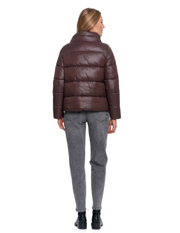 Odzież wierzchnia - Damska kurtka pikowana krótka z wysoką stójką BRĄZOWY - produkt 18