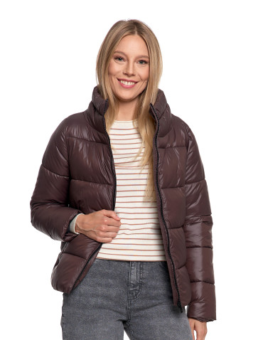 Odzież wierzchnia - Damska kurtka pikowana krótka z wysoką stójką BRĄZOWY - produkt 13