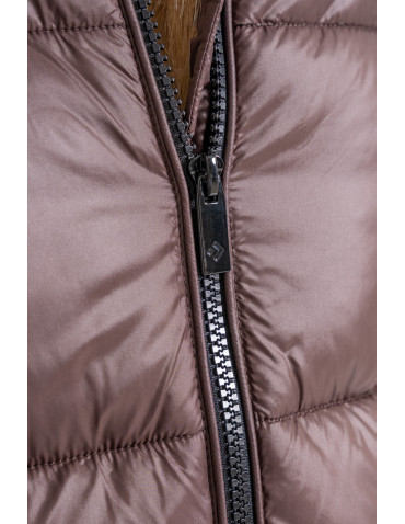 Odzież wierzchnia - Damska kurtka pikowana krótka z wysoką stójką BRĄZOWY - produkt 3