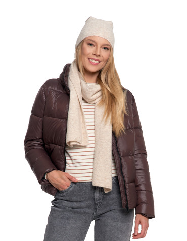 Odzież wierzchnia - Damska kurtka pikowana krótka z wysoką stójką BRĄZOWY - produkt 6