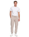 Spodnie męskie dresowe z kieszeniami i ściągaczem w pasie BEŻOWY