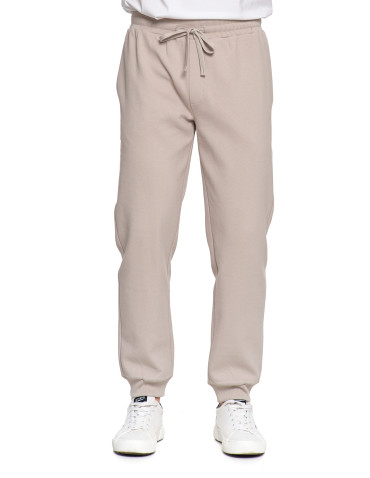 Spodnie - Spodnie męskie dresowe z kieszeniami i ściągaczem w pasie BEŻOWY - produkt 11