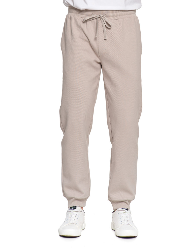 Spodnie - Spodnie męskie dresowe z kieszeniami i ściągaczem w pasie BEŻOWY - produkt moraj.pl 11