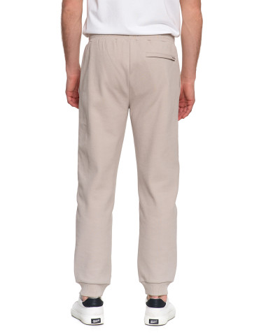 Spodnie - Spodnie męskie dresowe z kieszeniami i ściągaczem w pasie BEŻOWY - produkt 10