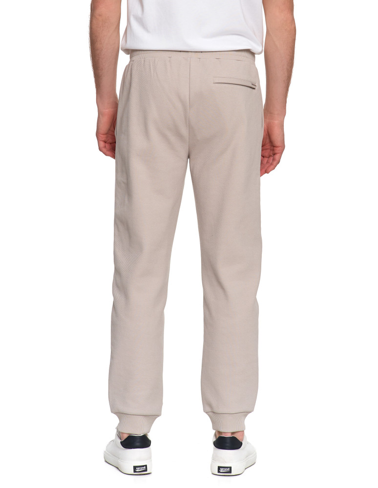 Spodnie - Spodnie męskie dresowe z kieszeniami i ściągaczem w pasie BEŻOWY - produkt moraj.pl 10