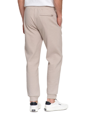 Spodnie - Spodnie męskie dresowe z kieszeniami i ściągaczem w pasie BEŻOWY - produkt 9