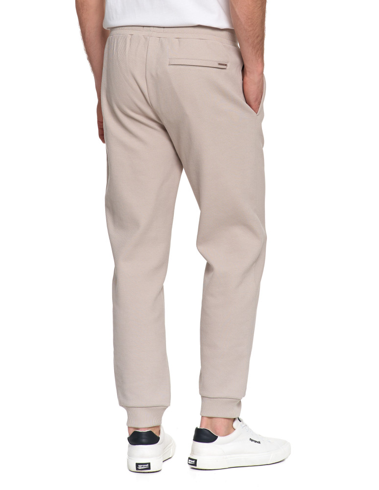 Spodnie - Spodnie męskie dresowe z kieszeniami i ściągaczem w pasie BEŻOWY - produkt moraj.pl 9