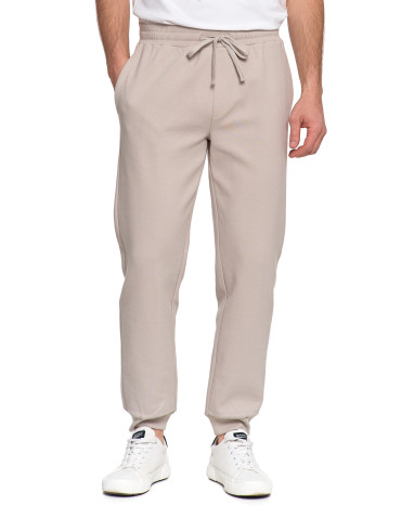Spodnie - Spodnie męskie dresowe z kieszeniami i ściągaczem w pasie BEŻOWY - produkt 8