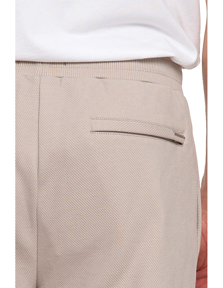 Spodnie - Spodnie męskie dresowe z kieszeniami i ściągaczem w pasie BEŻOWY - produkt moraj.pl 5