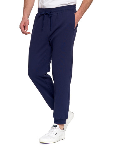 Spodnie - Spodnie męskie dresowe z kieszeniami i ściągaczem w pasie GRANATOWY - produkt 8