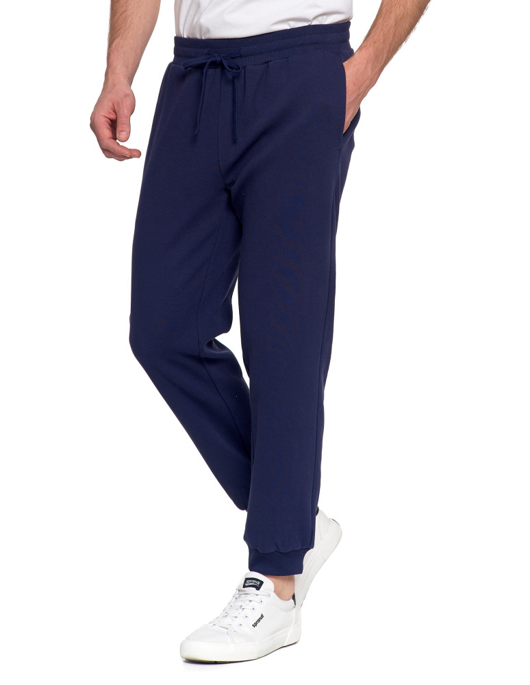 Spodnie - Spodnie męskie dresowe z kieszeniami i ściągaczem w pasie GRANATOWY - produkt moraj.pl 8
