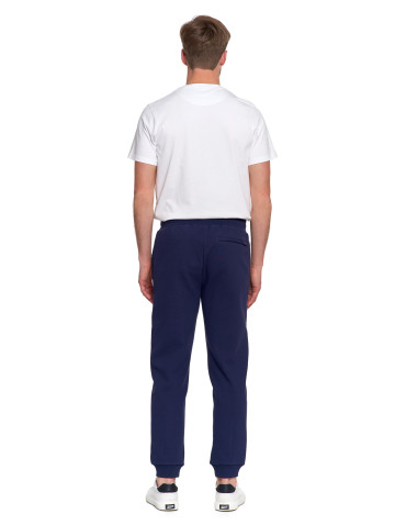 Spodnie - Spodnie męskie dresowe z kieszeniami i ściągaczem w pasie GRANATOWY - produkt 4