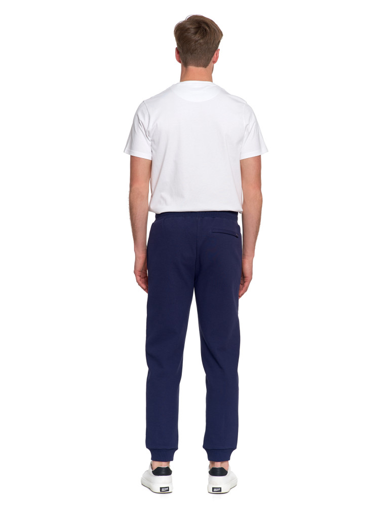 Spodnie - Spodnie męskie dresowe z kieszeniami i ściągaczem w pasie GRANATOWY - produkt moraj.pl 4