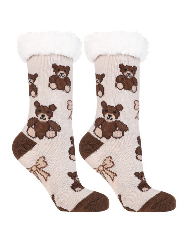 Skarpetki długie - Ciepłe skarpety damskie bambosze BRĄZOWY - produkt 1