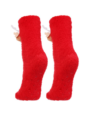 Długie - Damskie skarpety świąteczne z reniferem 3D CZERWONY - produkt 5