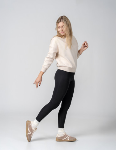 Legginsy - Klasyczne legginsy ocieplane damskie CZARNY - produkt 1