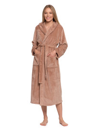 Szlafrok ciepły damski długi z kapturem