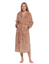 Szlafrok ciepły damski długi z kapturem BEŻOWY